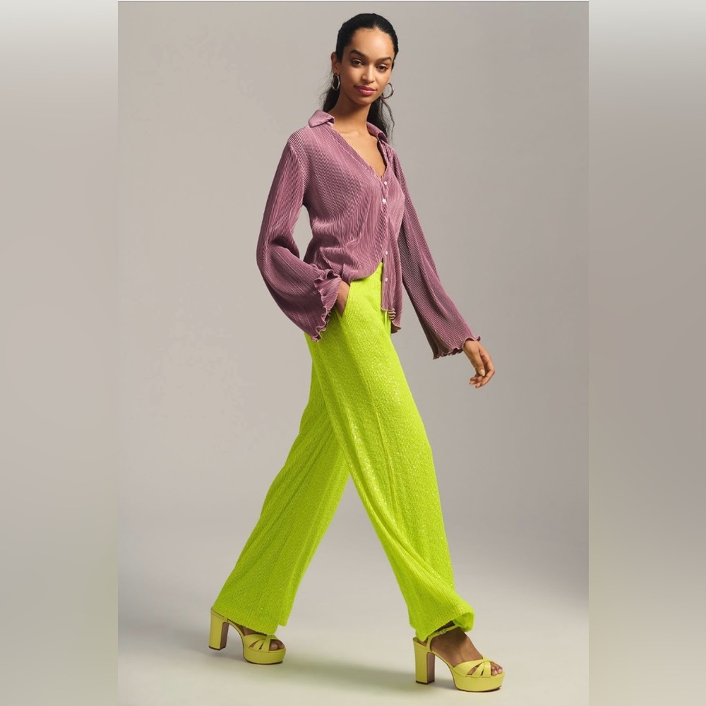 Avec Les Filles Wide Leg Sequin pants